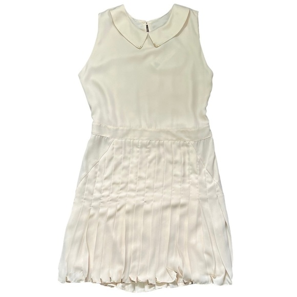 NWT Lovers & Friends Sophistication Cream Collared Pleated Mini Dress sz S - Picture 3 of 16